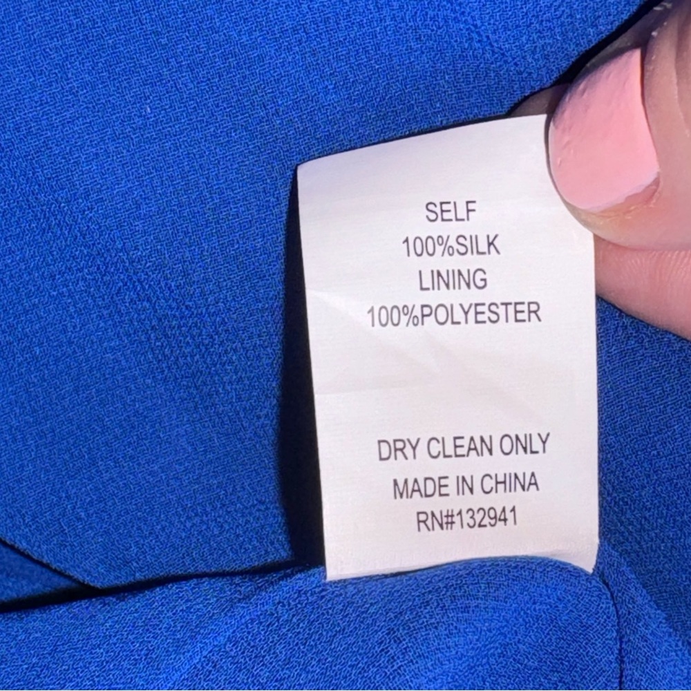 NWT Amanda Uprichard 100% silk royal blue midi dress w side slit, size medium - Picture 12 of 16